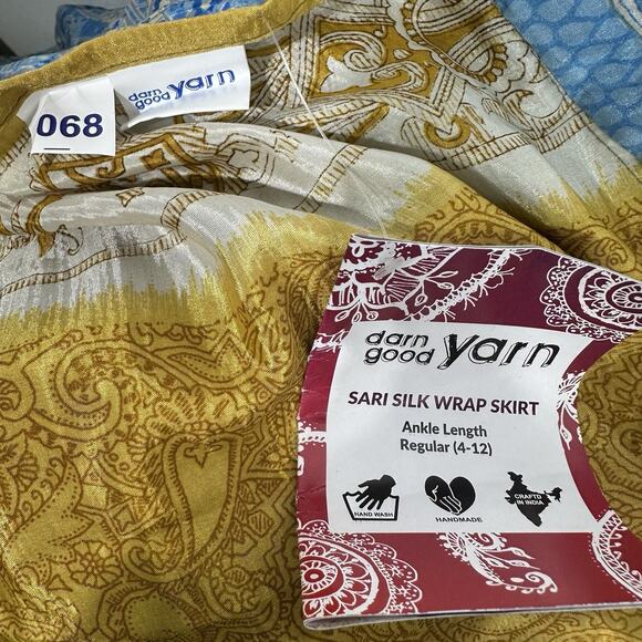 Darn Good Yarn Reversible Sari Silk Wrap Skirt Boho Festival Maxi One Size - Picture 9 of 9